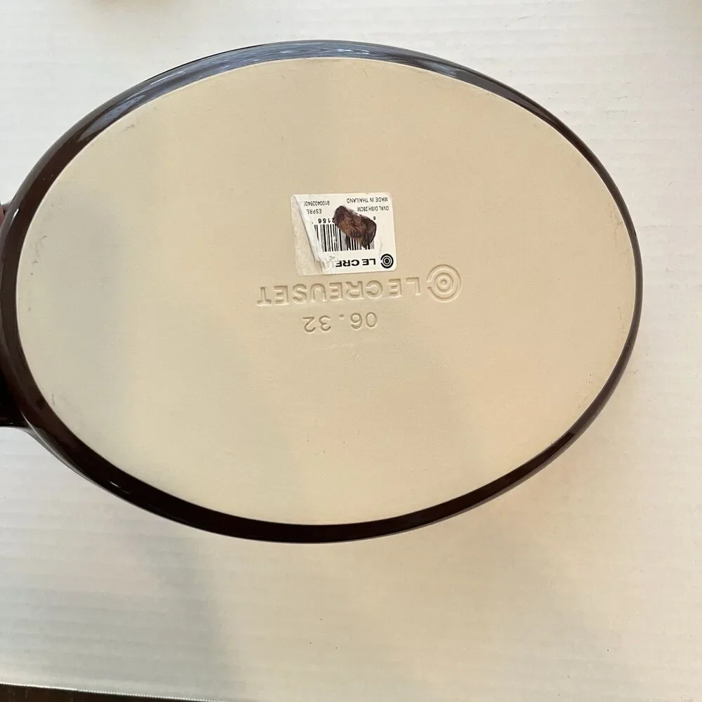 Le Creuset Poterie Oval 11” Espresso Looks Unused Enamel Stoneware Baker 28 cm